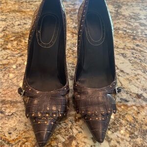 Nine West Brown Stiletto Heels with Studded Strap